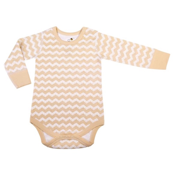 100% Organic Cotton Long Sleeve Bodysuits -Chevron - Picture 1 of 6